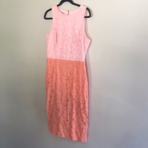 Maggie London coral and pink dress